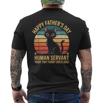 Cat Dad Human Servant Retro Father's Day Men's T-shirt Back Print - Monsterry UK