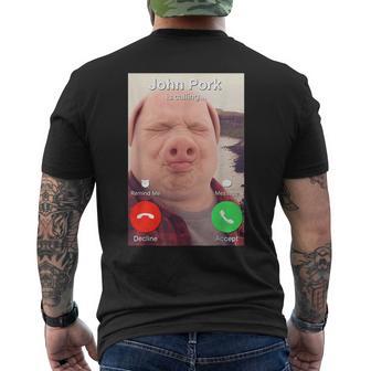 Cute John Pork Is Calling Stupid Brainrot Meme Men's T-shirt Back Print - Thegiftio UK