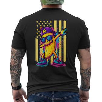 Dabbing Banana Patriotic American Flag Banana Lover Men's T-shirt Back Print - Monsterry