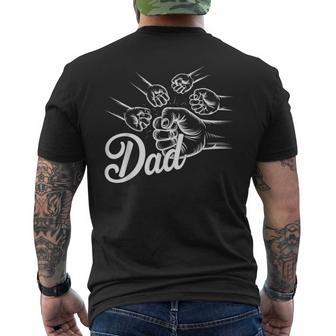 Dad Of Four Toddler Kids Fathers Day Fist Bump Family Men's T-shirt Back Print - Thegiftio UK