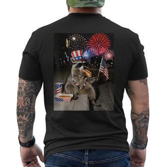 Feral Raccoon Eating Hot Dog Meme 4Th Of July Usa Men's T-shirt Back Print - Thegiftio UK