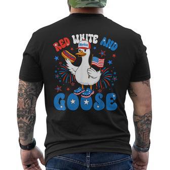 Goose 4Th Of July Patriotic Cute Red White And Goose Men's T-shirt Back Print - Thegiftio UK
