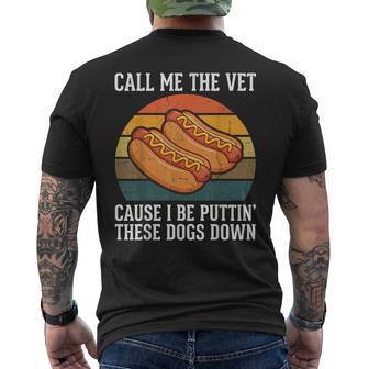 Hotdog Call Me The Vet Food Humor Competitive Eater Men's T-shirt Back Print - Monsterry