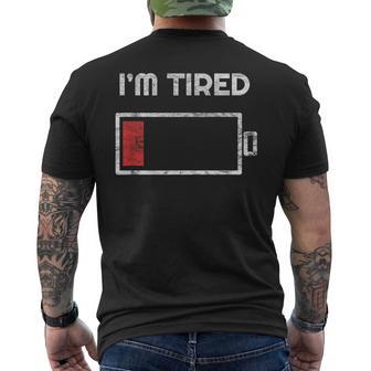 I'm Tired Low Battery 空の電話シンボル メンズTシャツ バックプリント - Kawaiitshirt
