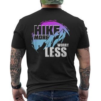 Hiking T Hike More Worry Less Mountain Men's T-shirt Back Print - Thegiftio
