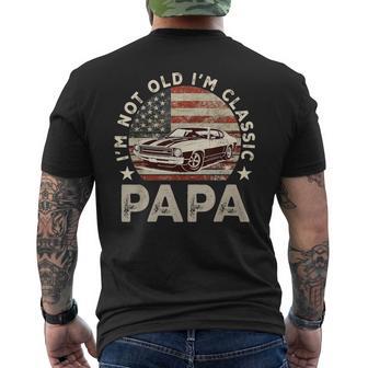 Old Car Classic American Us Flag Dad Papa Grandpa Men's T-shirt Back Print - Thegiftio UK