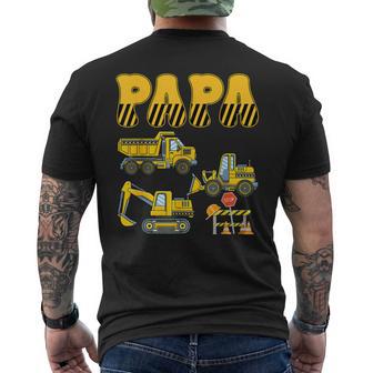 Papa Construction Excavator Kids Boy Family Set Men's T-shirt Back Print - Thegiftio