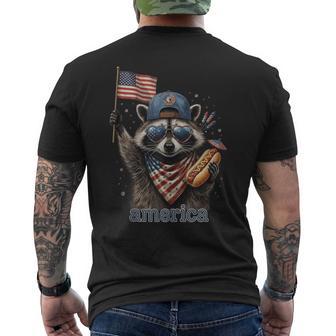 Raccoon Hot Dog American Flag 4Th Of July Men's T-shirt Back Print - Thegiftio UK