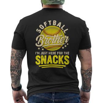 Retro Softball Brother I'm Just Here For The Snacks Men's T-shirt Back Print - Thegiftio UK