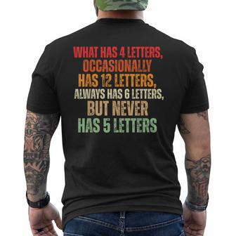 Riddle Wordplay Joke For Grammar Nerds And Teachers Men's T-shirt Back Print - Thegiftio UK