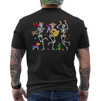 Skeleton Dancing Guitar Pinata Cinco De Mayo Men's T-shirt Back Print - Thegiftio
