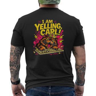 I Am Yelling Carl Donut Cat Meme Graphic Men's T-shirt Back Print - Monsterry