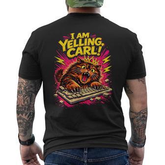 I Am Yelling Carl Donut Cat Meme Men's T-shirt Back Print | Mazezy