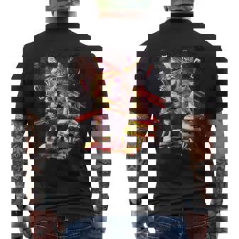 Galaxy Laser Cat On Burger -Pace Cheeseburger Cats メンズTシャツ バックプリント - Kawaiitshirt