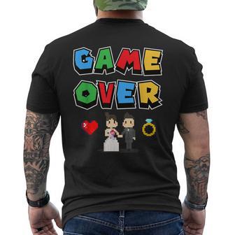 Game Over Boda Divertido Pixel Gamer Recién Casado Novio Camiseta Hombre Estampado Espalda - Regaloses