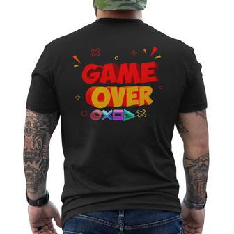 Game Over Vintage Retro Video Games Gaming Men's T-shirt Back Print - Monsterry