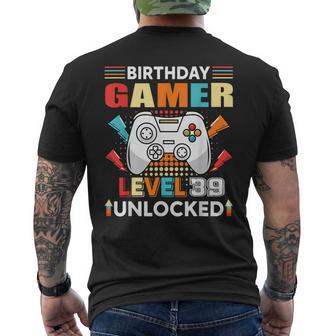 Gamer Level 39 Desbloqueado 39 Cumpleaños Gamer Gaming 39 Años Camiseta Hombre Estampado Espalda - Regaloses