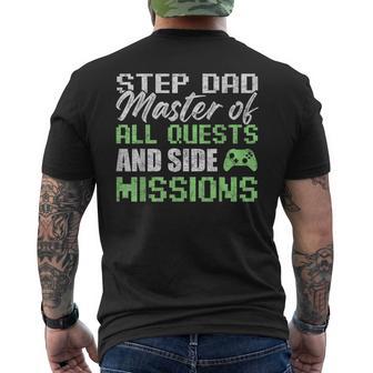 Gamer Stepdad Fathers Day Step Dad Master Of All Quests Men's T-shirt Back Print - Thegiftio UK