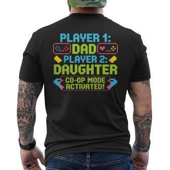 Gaming Fathers Day Retro Gamer For Dad And Daughter Men's T-shirt Back Print - Monsterry