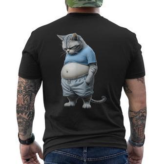 Gato Gordito Gordito Gato En Ropa Deportivaentirse Abajo Animal Camiseta Hombre Estampado Espalda - Regaloses