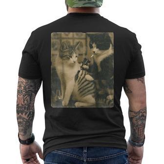 Gatosintage Tatuaje Gato Tinta Artista Divertido Meme Camiseta Hombre Estampado Espalda - Regaloses