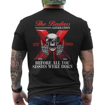 Gen X Badass Generation Skeleton Gen X Est 1969 Men's T-shirt Back Print - Thegiftio UK