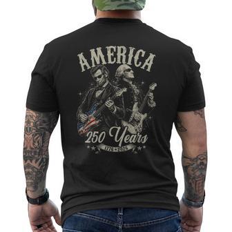 George Washington Lincoln Playing Guitar Abe Lincoln 250Th Men's T-shirt Back Print | Mazezy