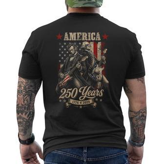 George Washington Lincoln Playing Guitar Abe Lincoln 250Th Men's T-shirt Back Print - Monsterry UK