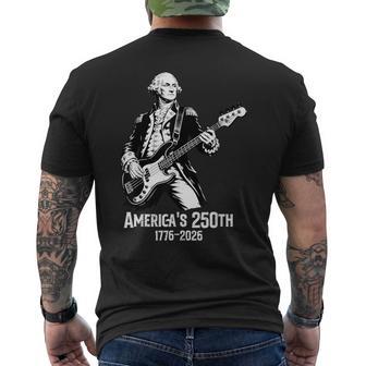 George Washington Playing Guitar 4Th July 250Th Anniversary Men's T-shirt Back Print - Monsterry