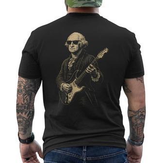 George Washington Playing Guitar 4Th Of July Vintage Men's T-shirt Back Print - Monsterry