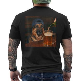 German Shepherd Drinking Beer Fathers Day Dog Meme Men's T-shirt Back Print - Thegiftio UK