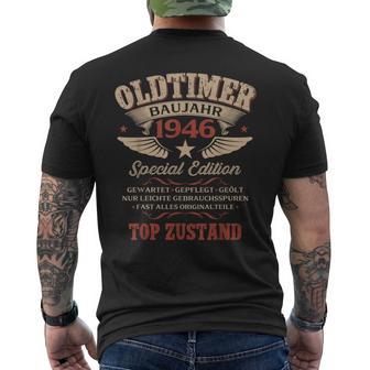 Geschenk Zum 80 Geburtstag Jahrgang 1946 Oldtimer Lustiges T-Shirt mit Rückendruck - Seseable