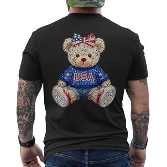 Girly 250 Years Of Freedom Teddy Bear Us Flag Anniversary Men's T-shirt Back Print - Thegiftio UK