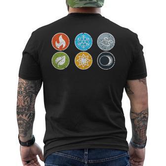Gloomhaven Elements シンボル 火 氷 空 地球 ライトダーク メンズTシャツ バックプリント - Kawaiitshirt