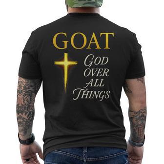 Goat God Over All Things Motivational Quote Men's T-shirt Back Print - Monsterry UK