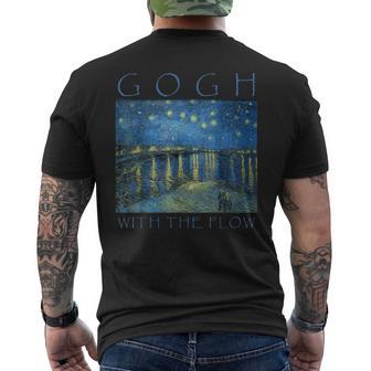 Gogh With The Flow 星月夜 ゴッホの絵画 メンズTシャツ バックプリント - Kawaiitshirt