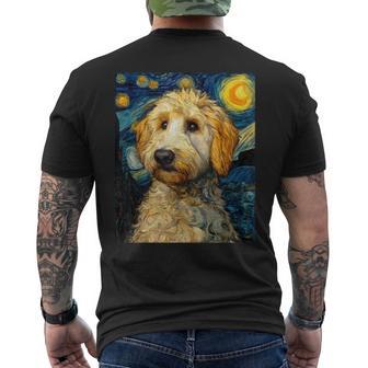 Golden Doodle Goldendoodle Dog Van Gogh Starry Night Graphic Men's T-shirt Back Print - Thegiftio