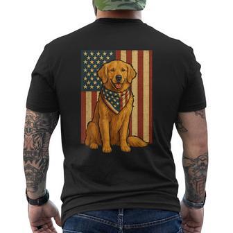 Golden Retriever American Flag Bandana 4Th Of July Men's T-shirt Back Print - Monsterry