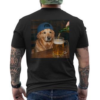 Golden Retriever Drinking Beer Dog Meme Men's T-shirt Back Print | Mazezy