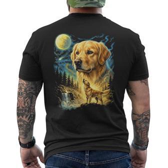 Golden Retriever Howling To The Moon Meme 90'S Dog Men's T-shirt Back Print - Thegiftio UK