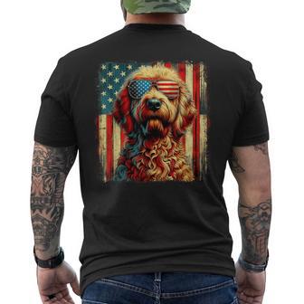 Goldendoodle 4Th Of July Usa Patriotic Dog Golden Doodle Men's T-shirt Back Print - Thegiftio UK