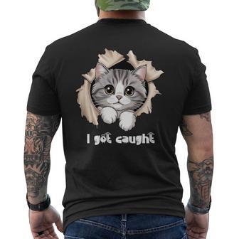 I Got Caught 子猫かわいい 長袖tシャツ メンズTシャツ バックプリント - Kawaiitshirt