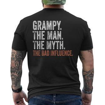 Grampy The Man The Myth The Bad Influence Father's Day Men's T-shirt Back Print - Thegiftio UK