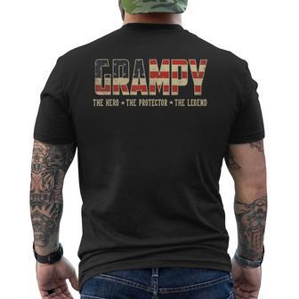 Grampy Protector Hero Legend Usa Flag Grampy Father's Day Men's T-shirt Back Print - Thegiftio UK