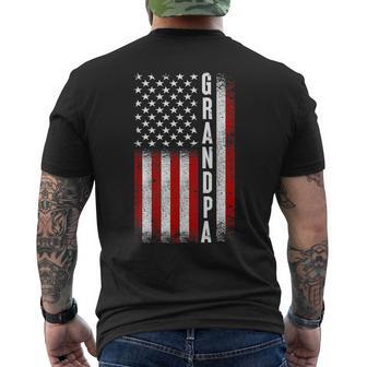 Grandpa American Flag Best Grandpa Ever Birthday Fathers Day Men's T-shirt Back Print - Thegiftio