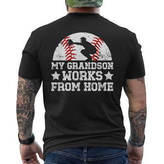 My Grandson Baseball Catcher Grandpa Of A Baseball Catcher Men's T-shirt Back Print - Thegiftio UK