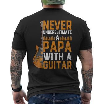 Guitar Musician Dad Never Underestimate A Papa With A Guitar Men's T-shirt Back Print - Monsterry UK