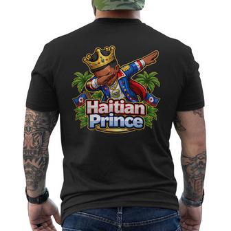 Haitian Prince Boy Dabbing Haiti Flag Day Proud Kids Men's T-shirt Back Print | Mazezy