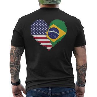 Half American Half Brazilian Usa Flag Brazil America Men's T-shirt Back Print - Thegiftio UK