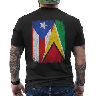 Half Puerto Rico Guyana Flag Guyanese Pride Roots Men's T-shirt Back Print - Thegiftio UK